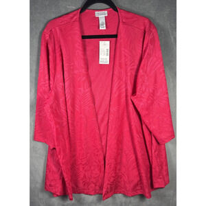 Catherines Open Front Shirt Poly Spandex 3/4‎ Sleeve Pink Sz 2X 22/24 NEW
